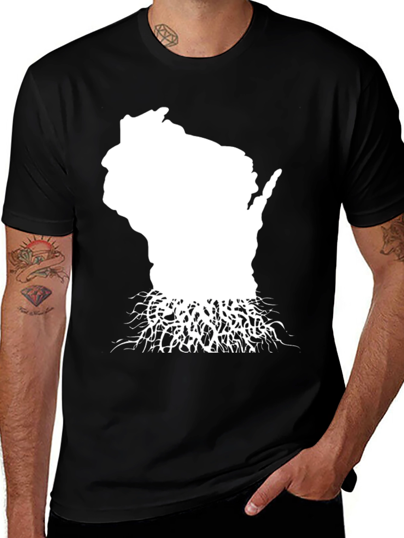 Wisconsin Roots Black T-Shirt - State Pride Tee