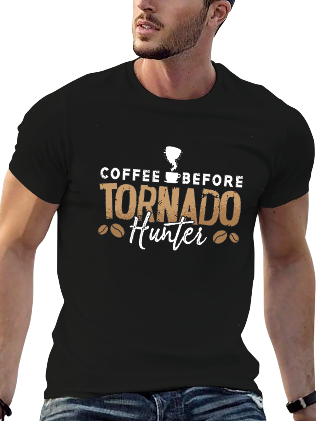 Coffee Before Tornado Hunter Black Tee