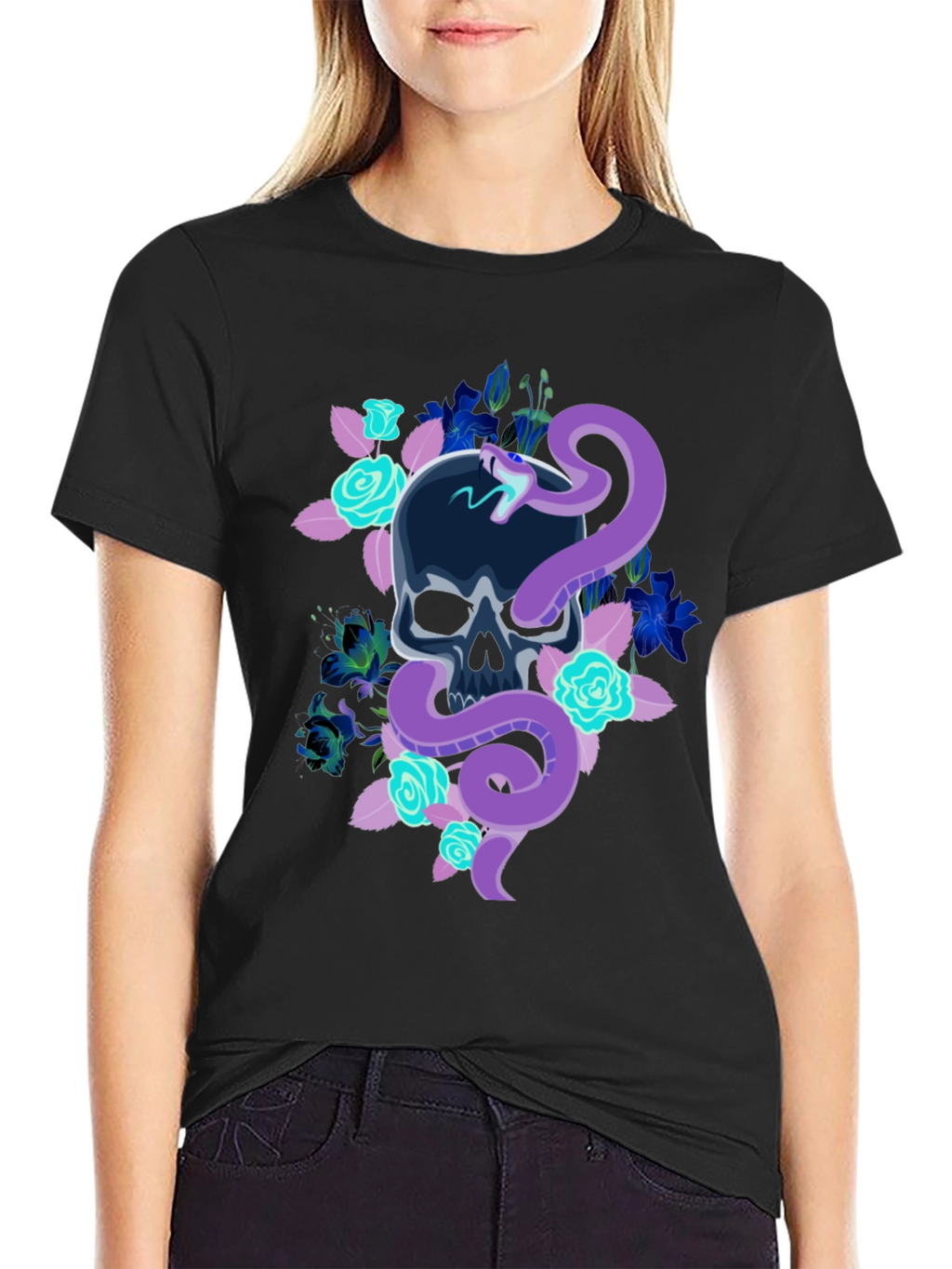 Skull & Snake Graphic T-Shirt