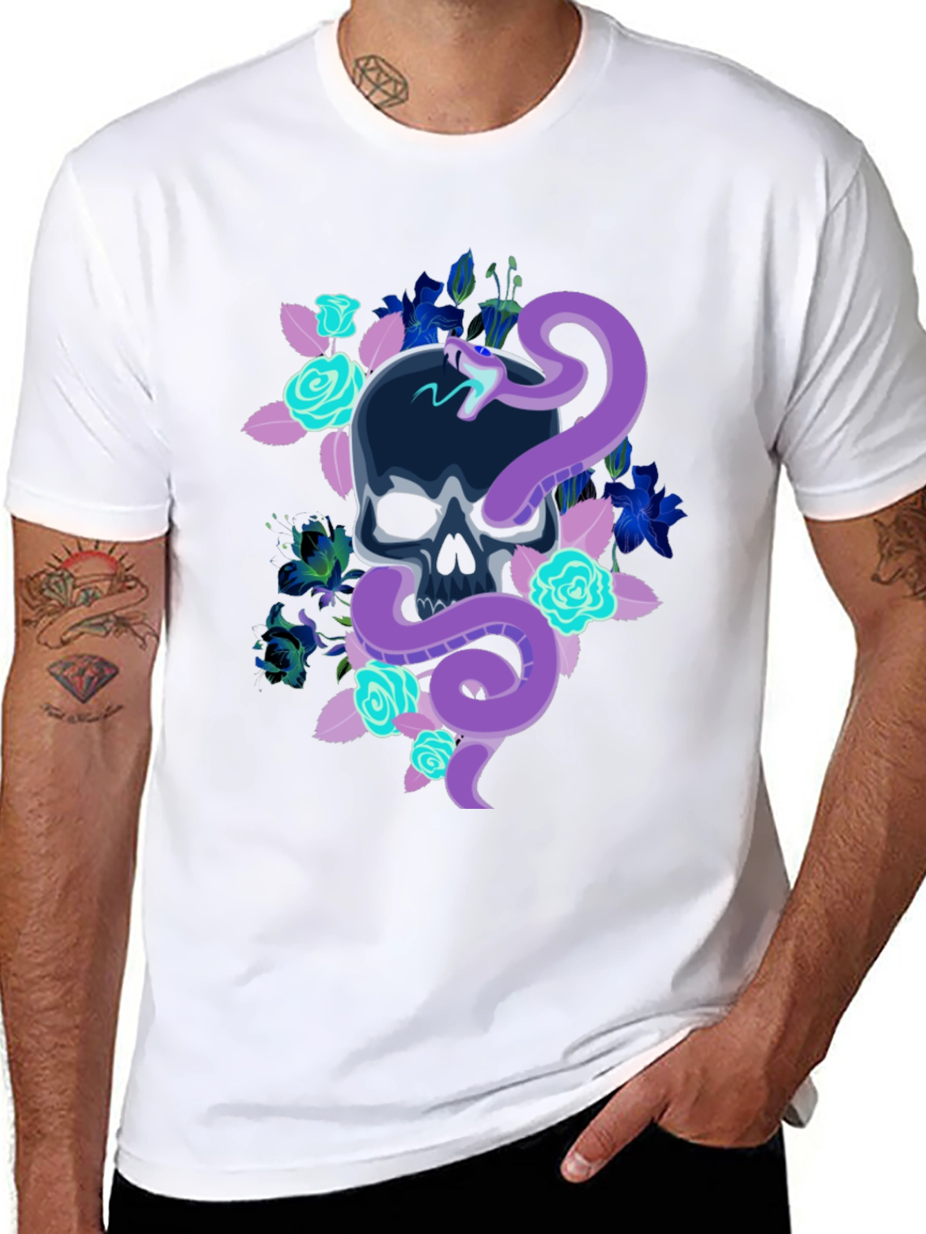 Skull & Snake Graphic T-Shirt