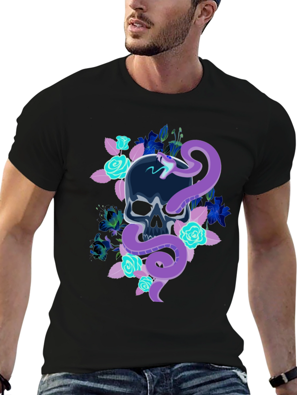 Skull & Snake Graphic T-Shirt