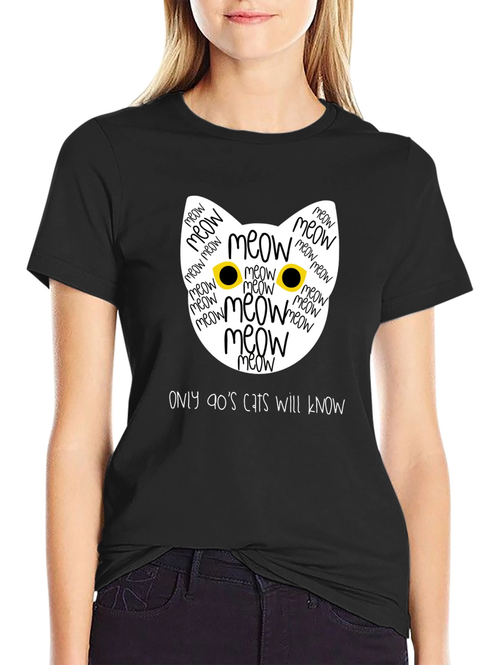 90s Cats T-Shirt - Meow Cat Face Tee