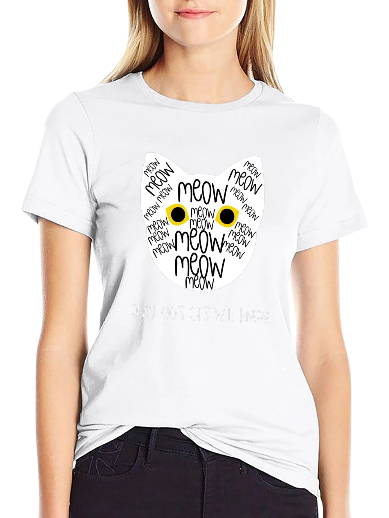 90s Cats T-Shirt - Meow Cat Face Tee