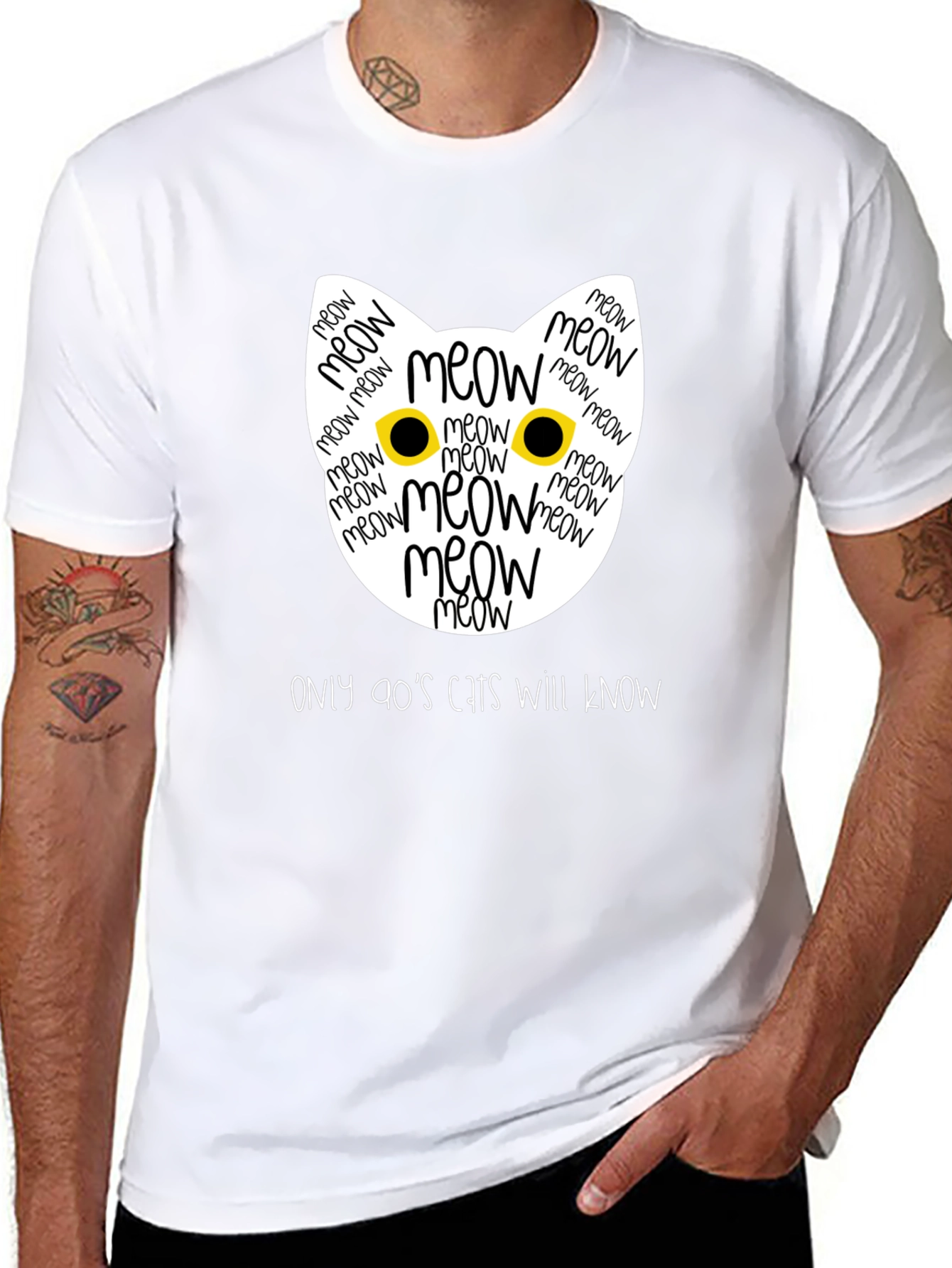 90s Cats T-Shirt - Meow Cat Face Tee