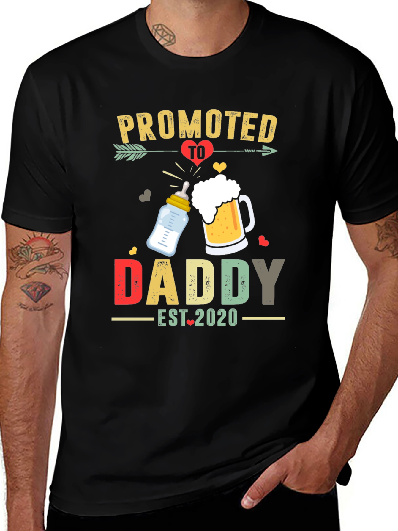 Promoted To Daddy Est. 2020 Mens Black T-Shirt