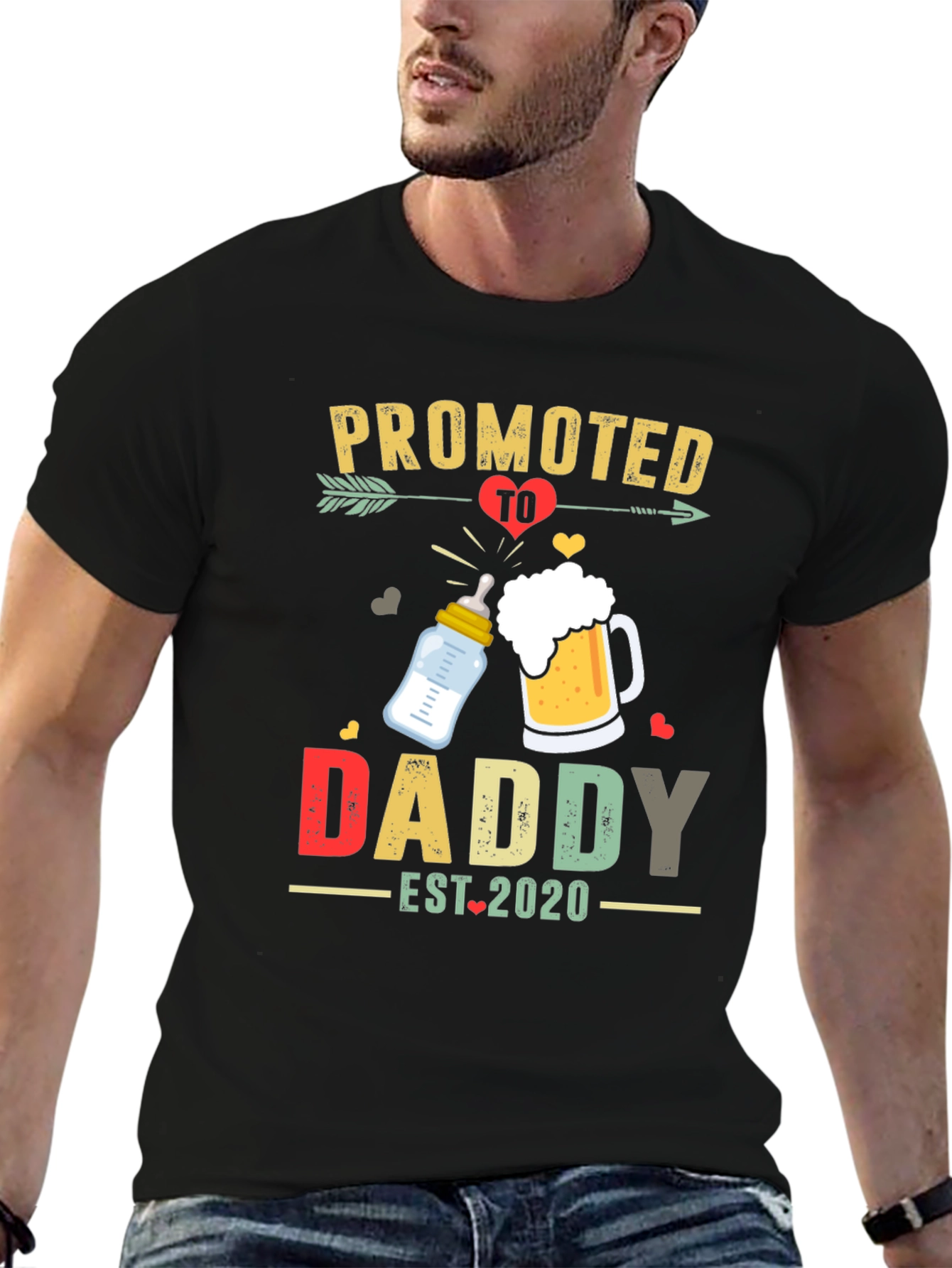 Promoted To Daddy Est. 2020 Mens Black T-Shirt