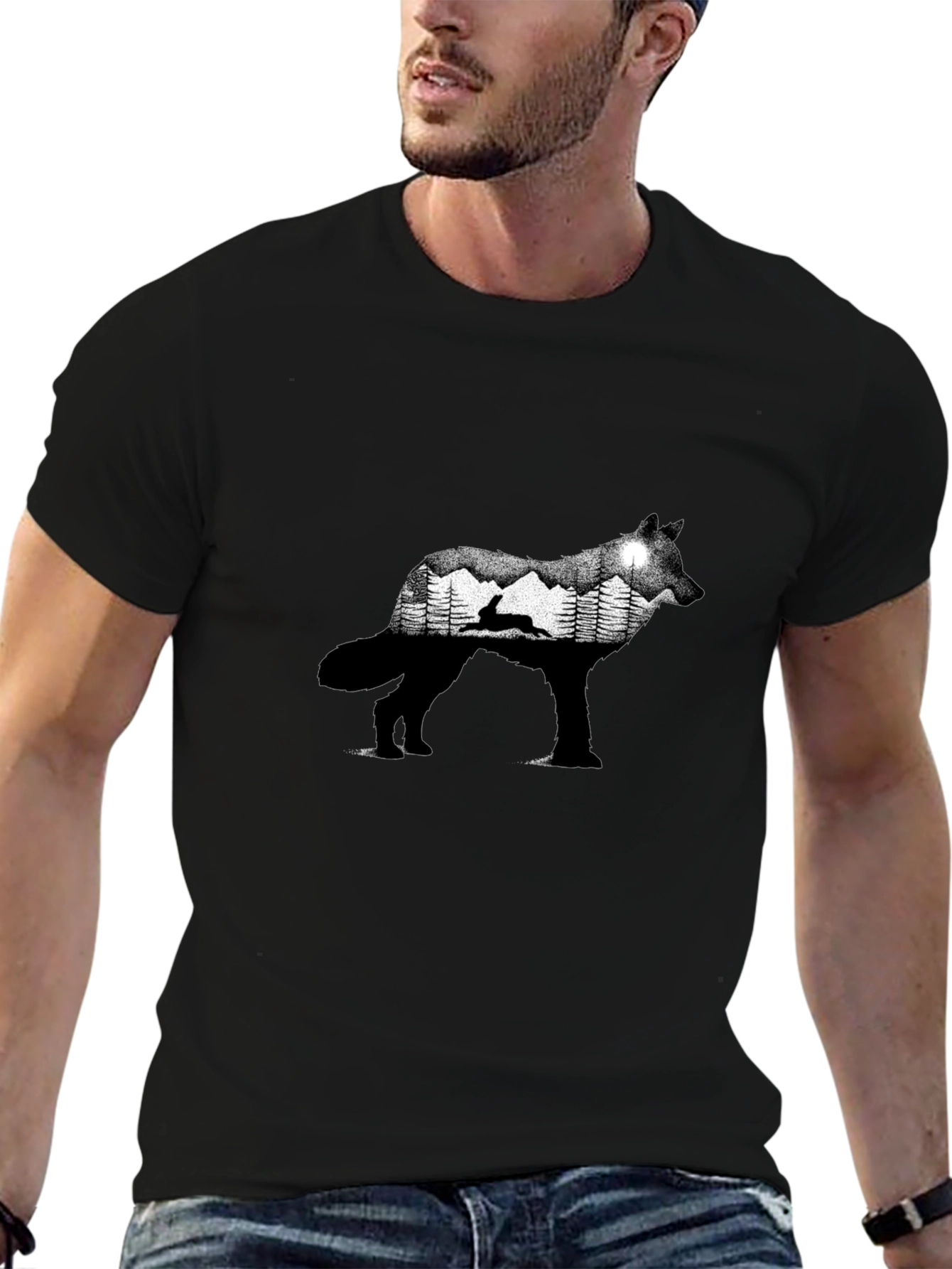 Wolf Silhouette Nature Graphic Tee
