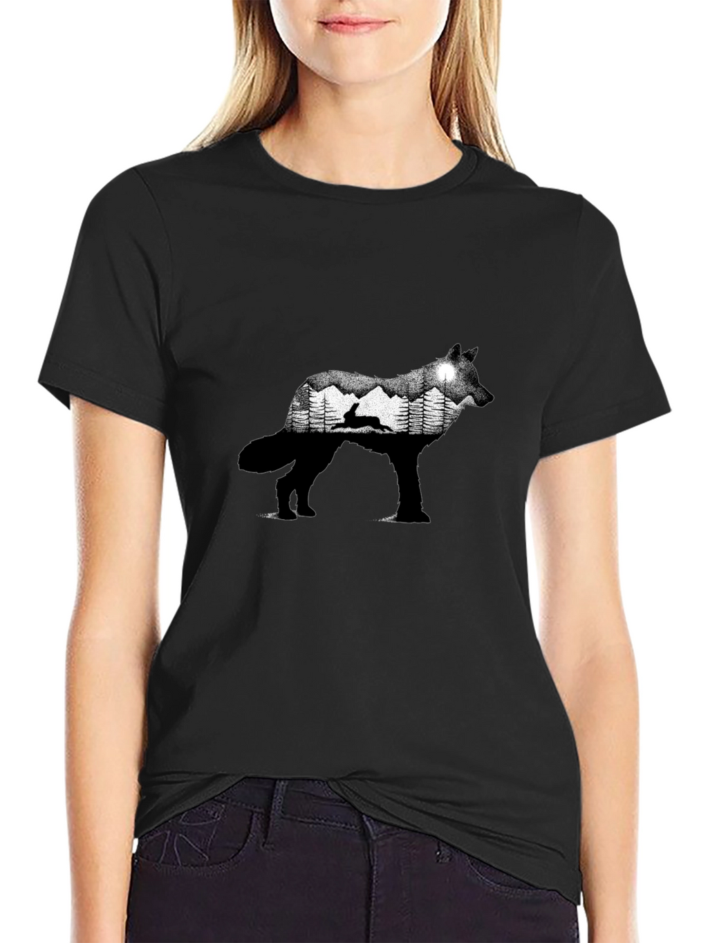 Wolf Silhouette Nature Graphic Tee