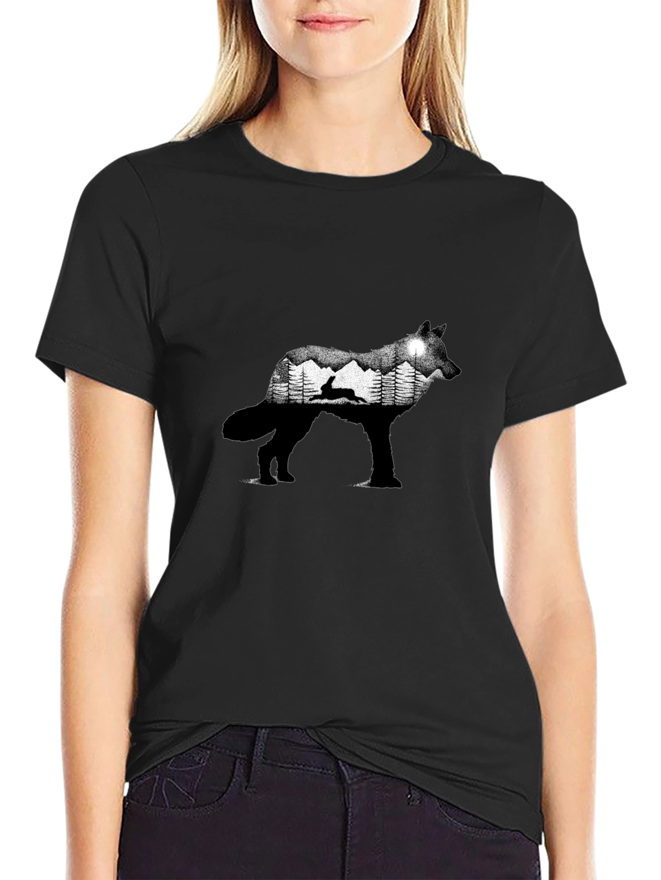 Wolf Silhouette Nature Graphic Tee