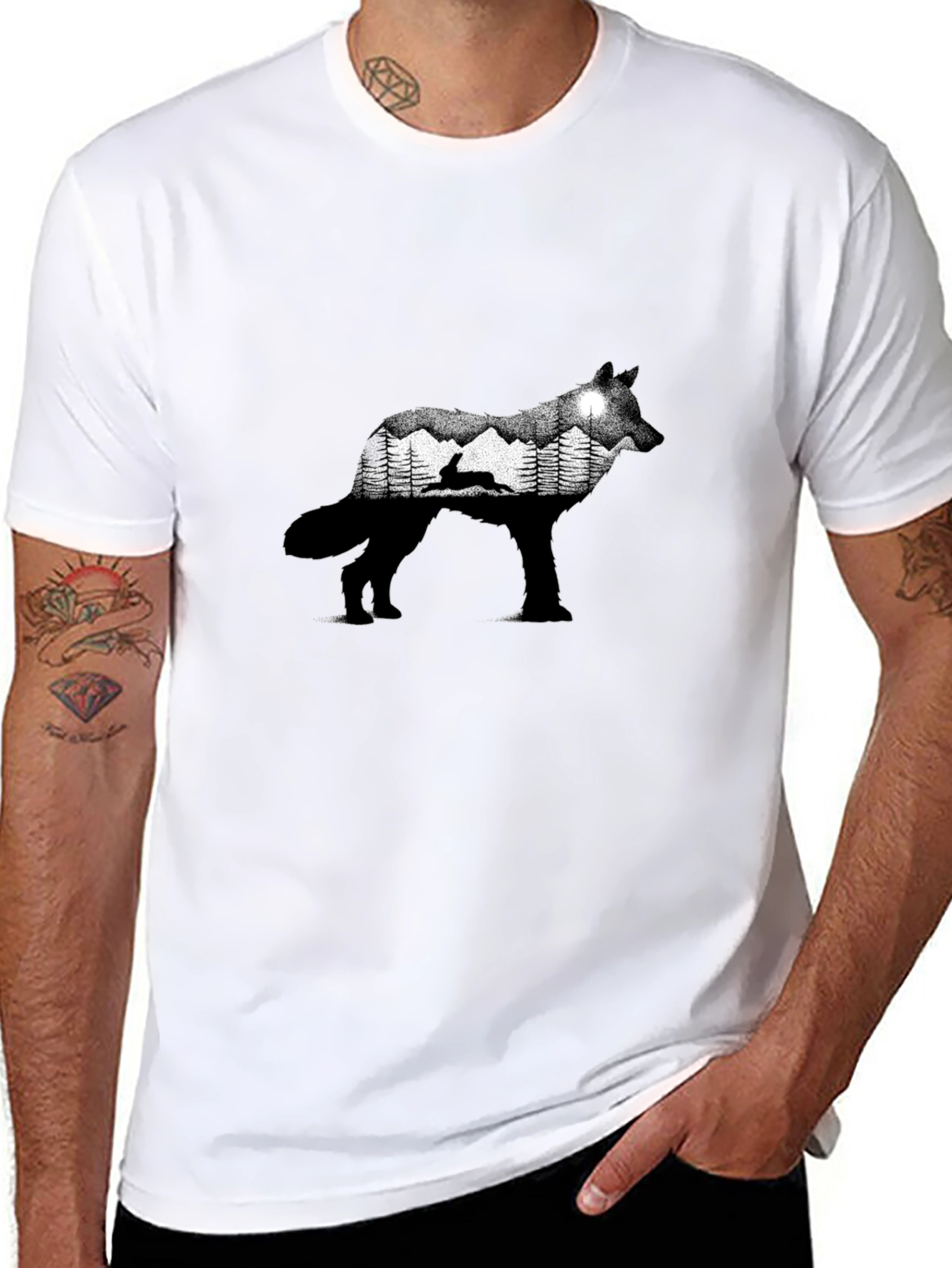 Wolf Silhouette Nature Graphic Tee