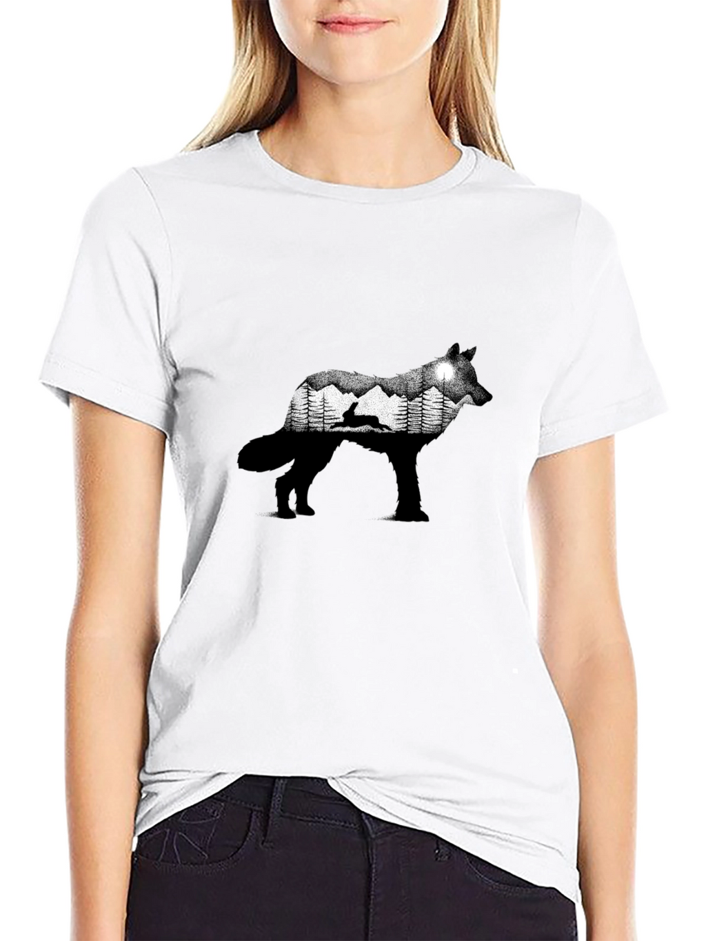 Wolf Silhouette Nature Graphic Tee