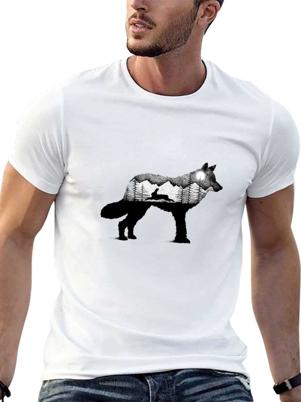 Wolf Silhouette Nature Graphic Tee