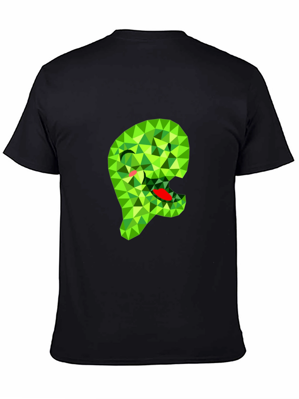 Geometric Green Monster Graphic Black T-Shirt