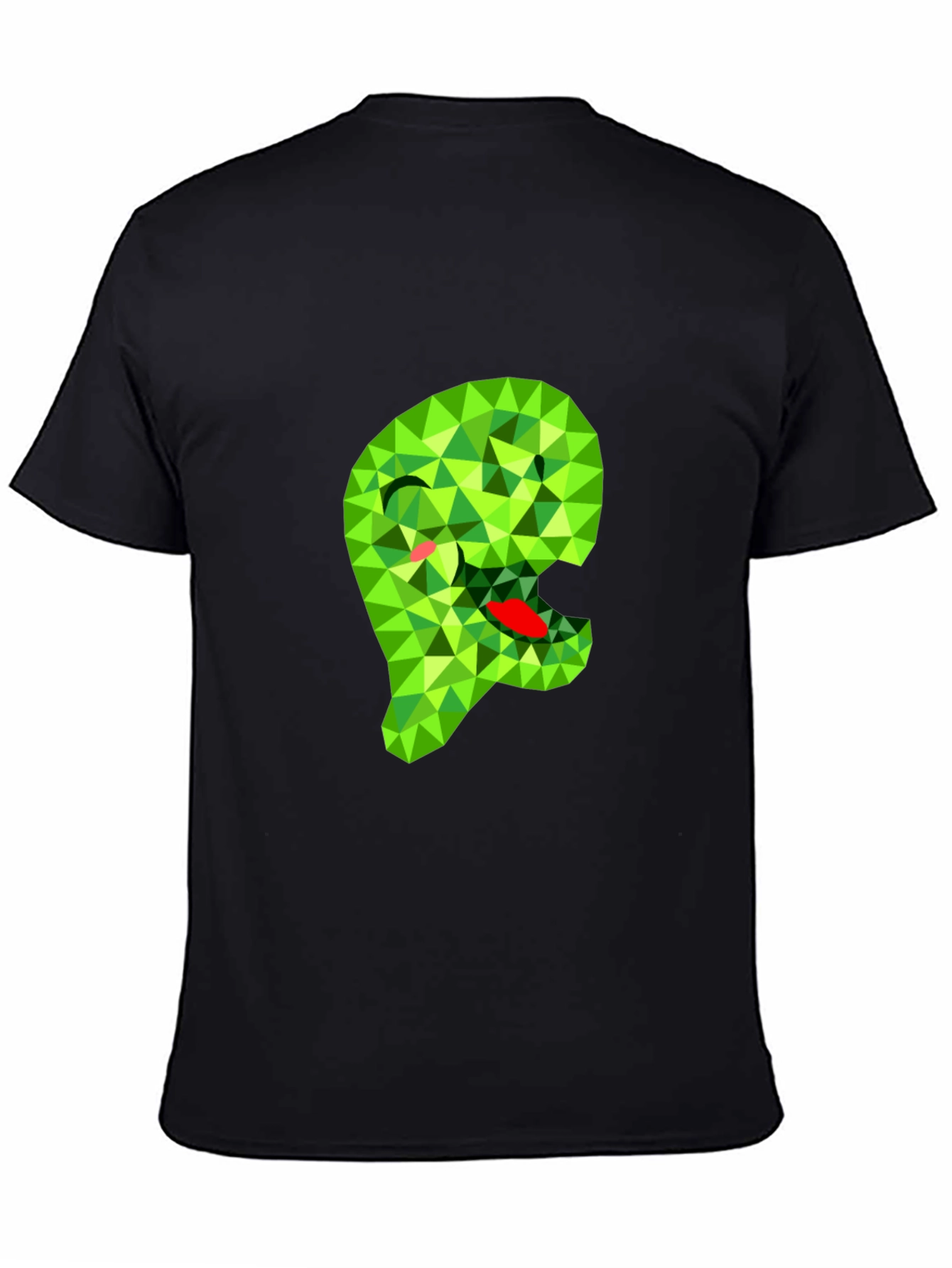 Geometric Green Monster Graphic Black T-Shirt
