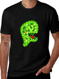 Geometric Green Monster Graphic Black T-Shirt