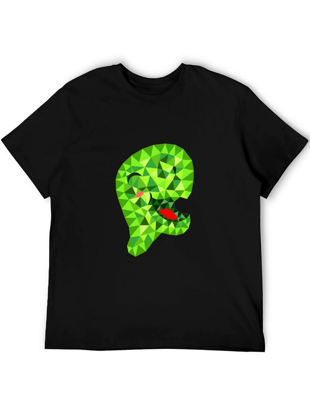 Geometric Green Monster Graphic Black T-Shirt