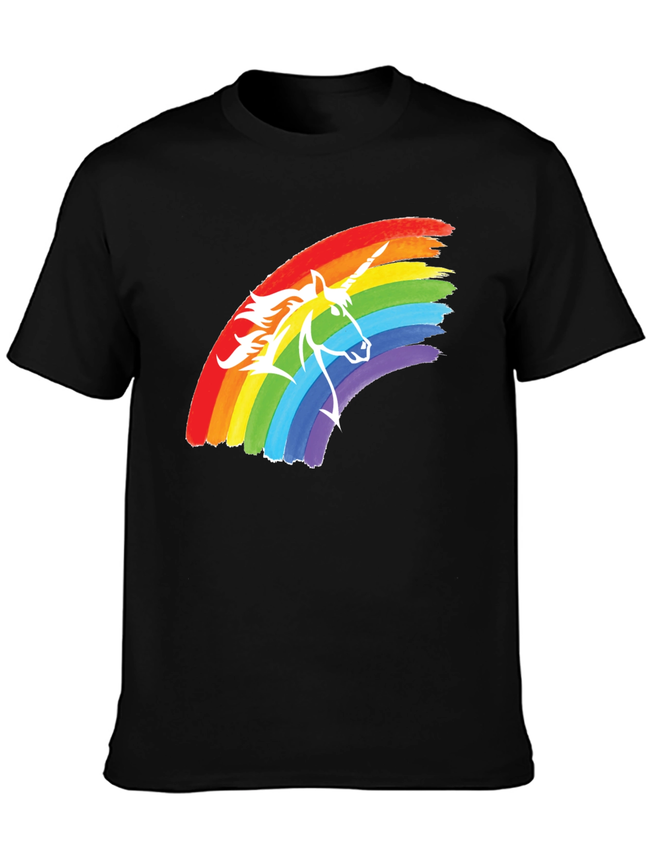 Unicorn Rainbow Graphic Black T-Shirt