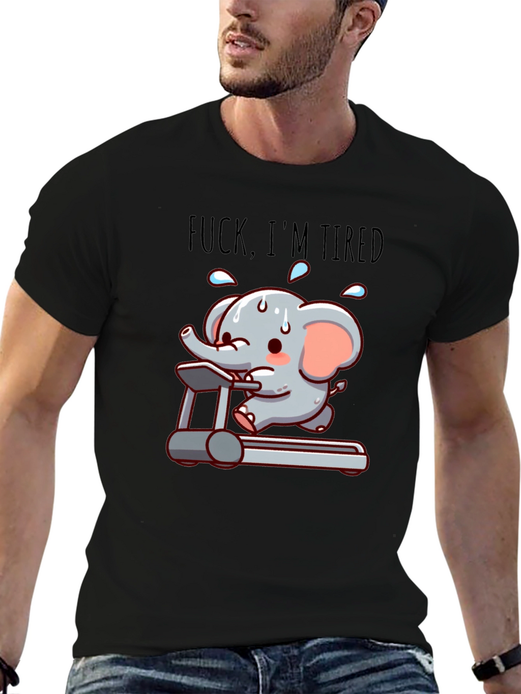 Funny Tired Elephant Gym T-Shirt