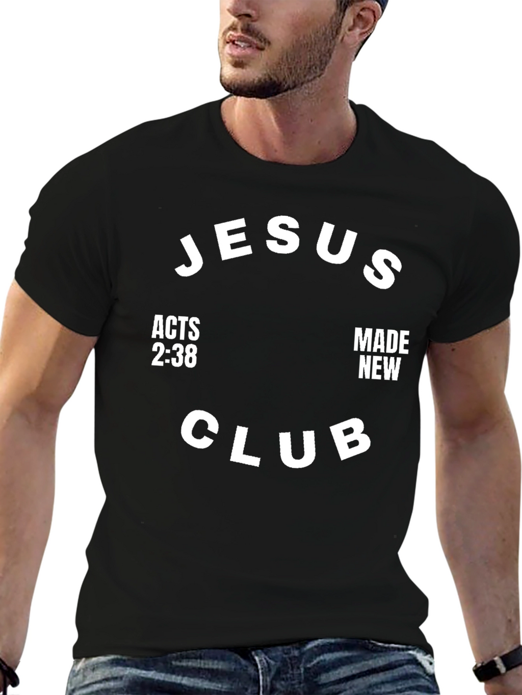 Jesus Club Black T-Shirt - Acts 2:38 Made New