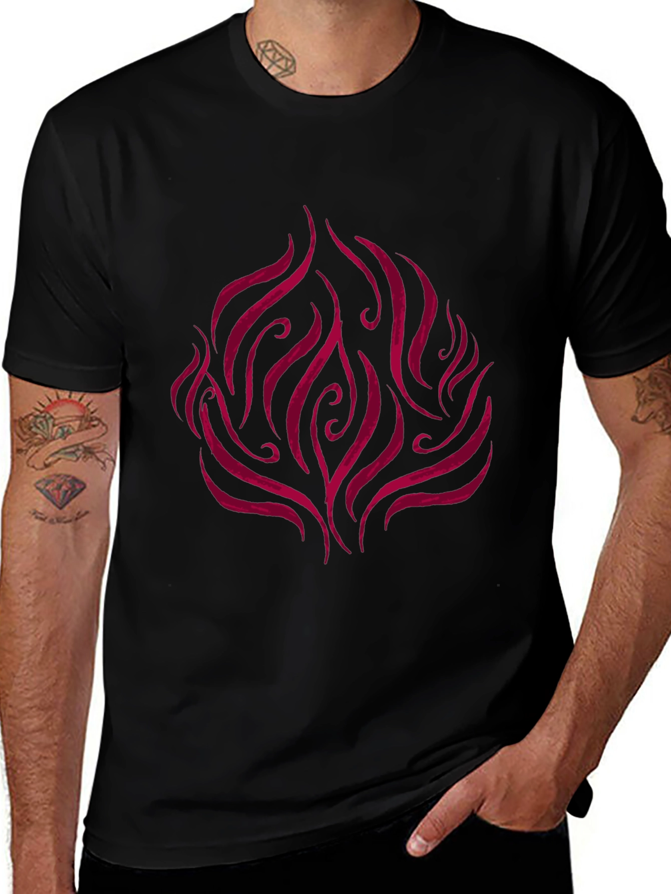 Flame Design Black T-Shirt