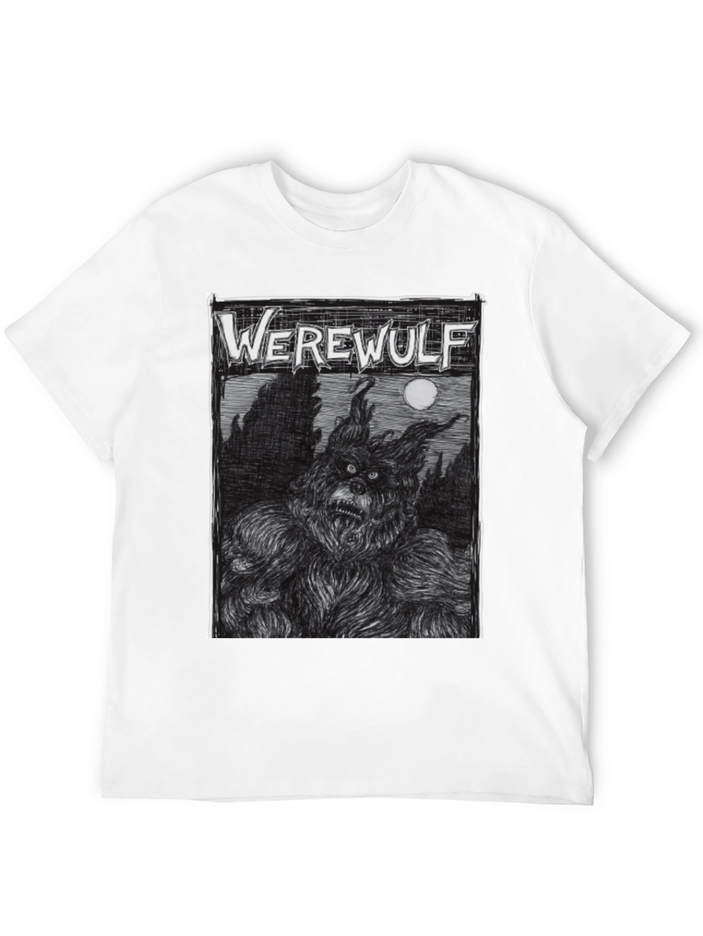 Werewolf Graphic Print Black T-Shirt