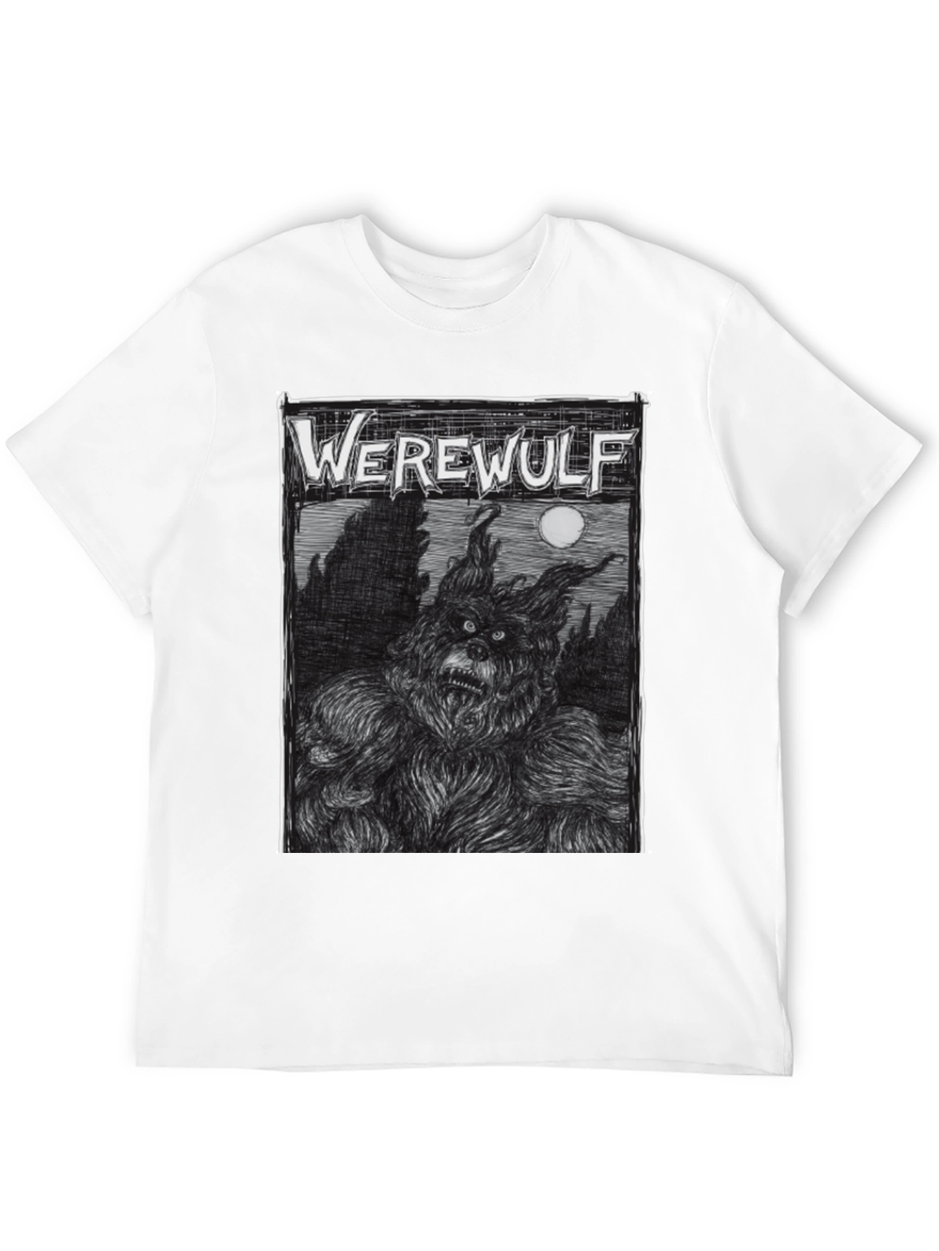 Werewolf Graphic Print Black T-Shirt