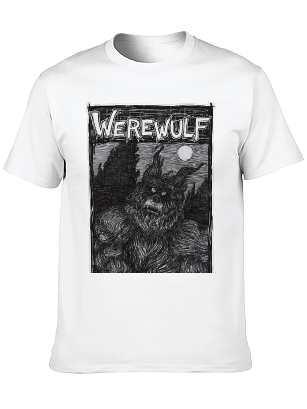 Werewolf Graphic Print Black T-Shirt