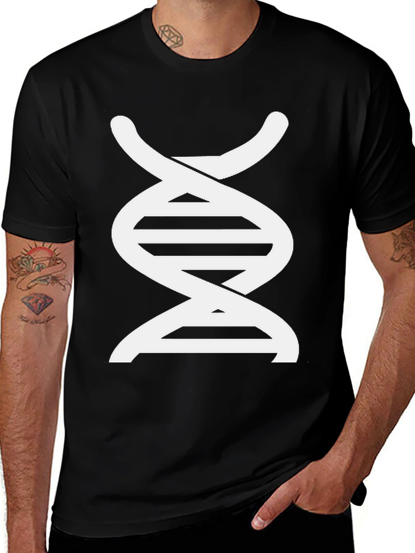 DNA Graphic Print Black T-Shirt
