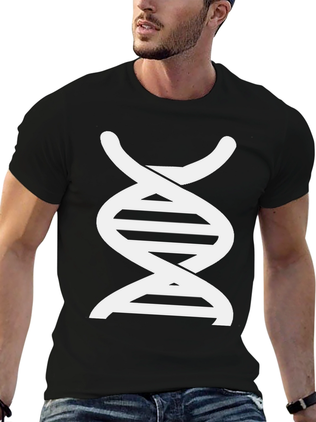 DNA Graphic Print Black T-Shirt