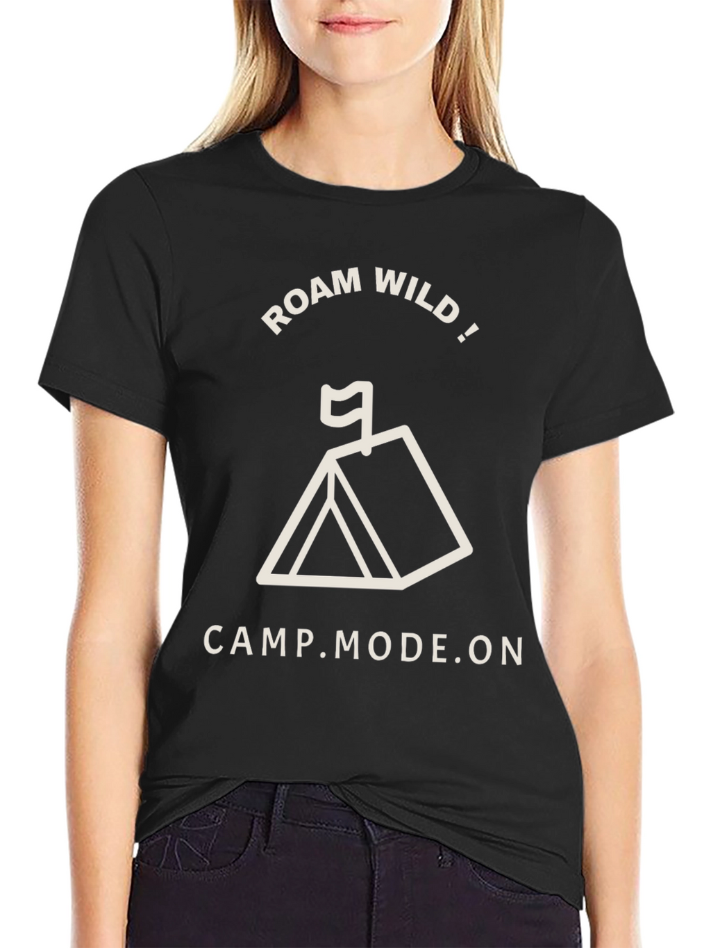 Roam Wild Camp Mode On Black T-Shirt
