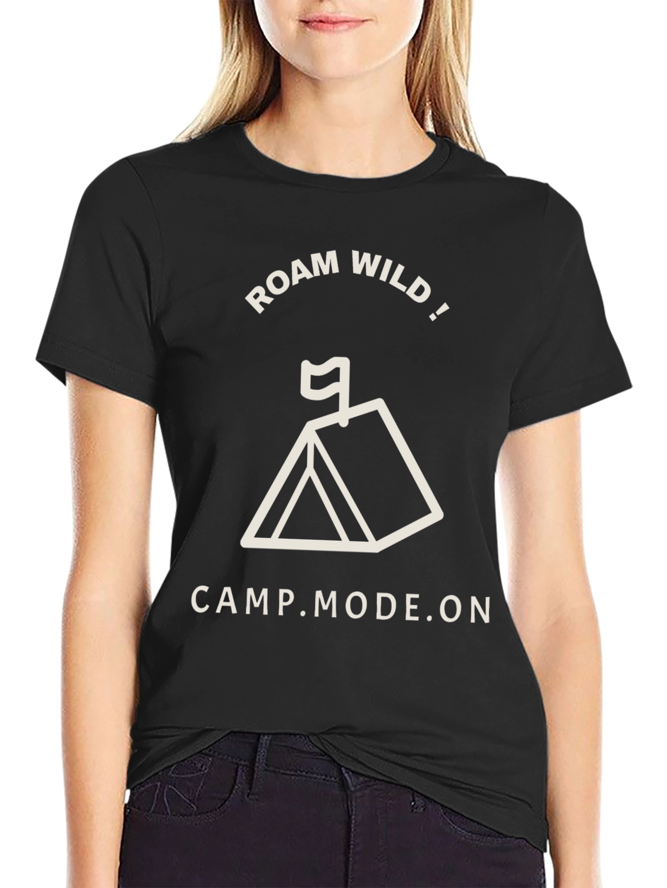 Roam Wild Camp Mode On Black T-Shirt
