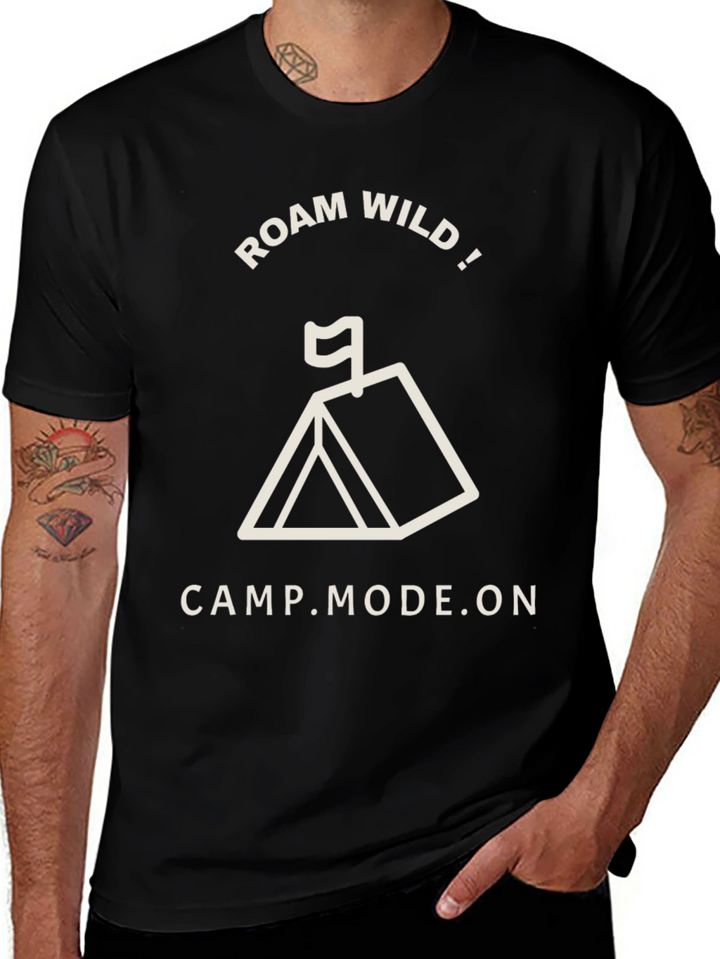 Roam Wild Camp Mode On Black T-Shirt