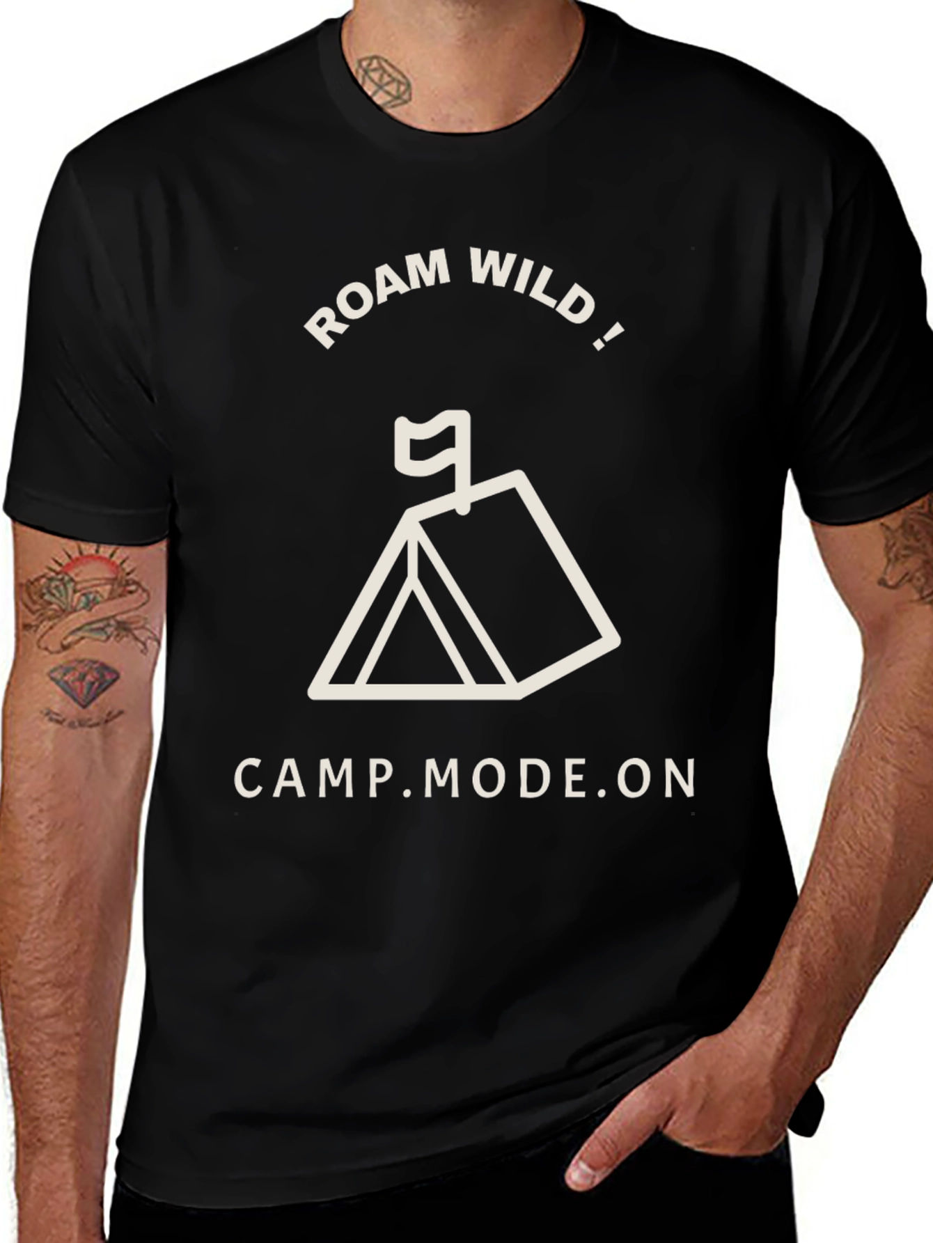 Roam Wild Camp Mode On Black T-Shirt