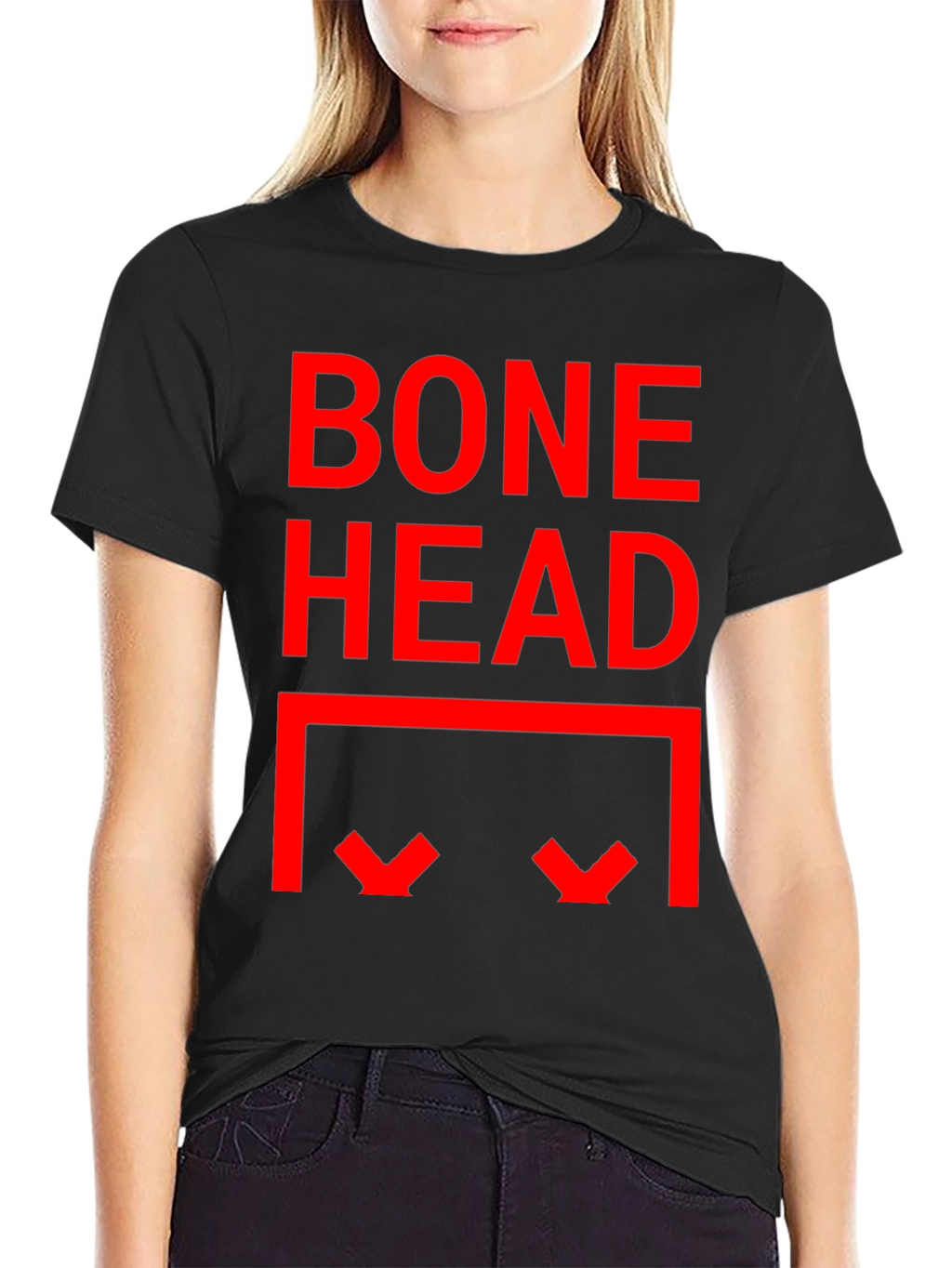 Bone Head Graphic Print Tee - Black