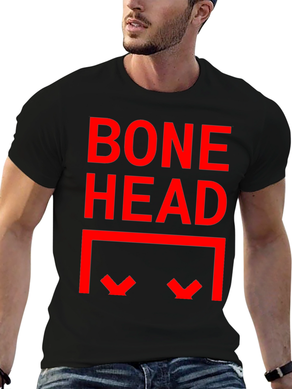 Bone Head Graphic Print Tee - Black