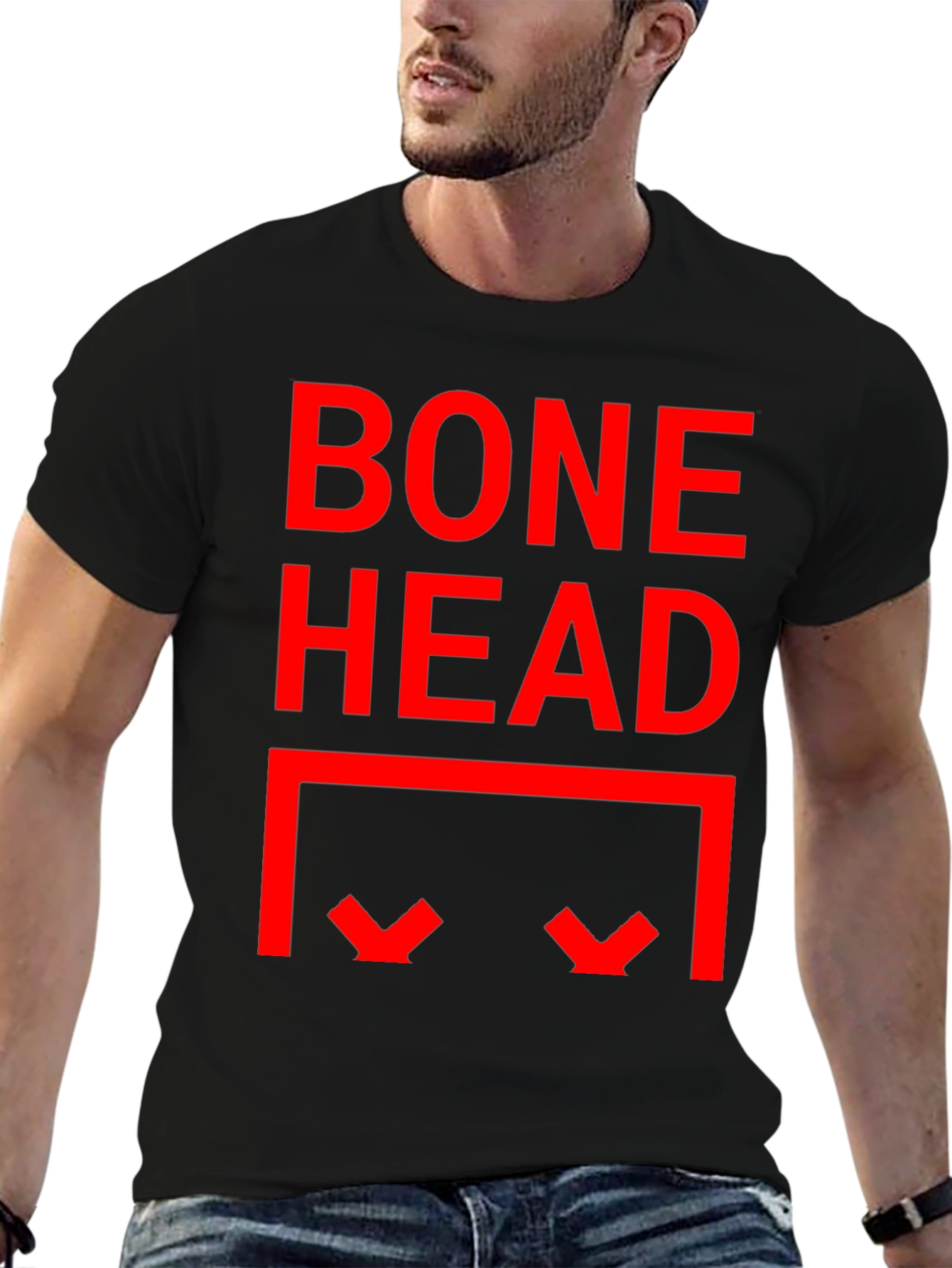Bone Head Graphic Print Tee - Black