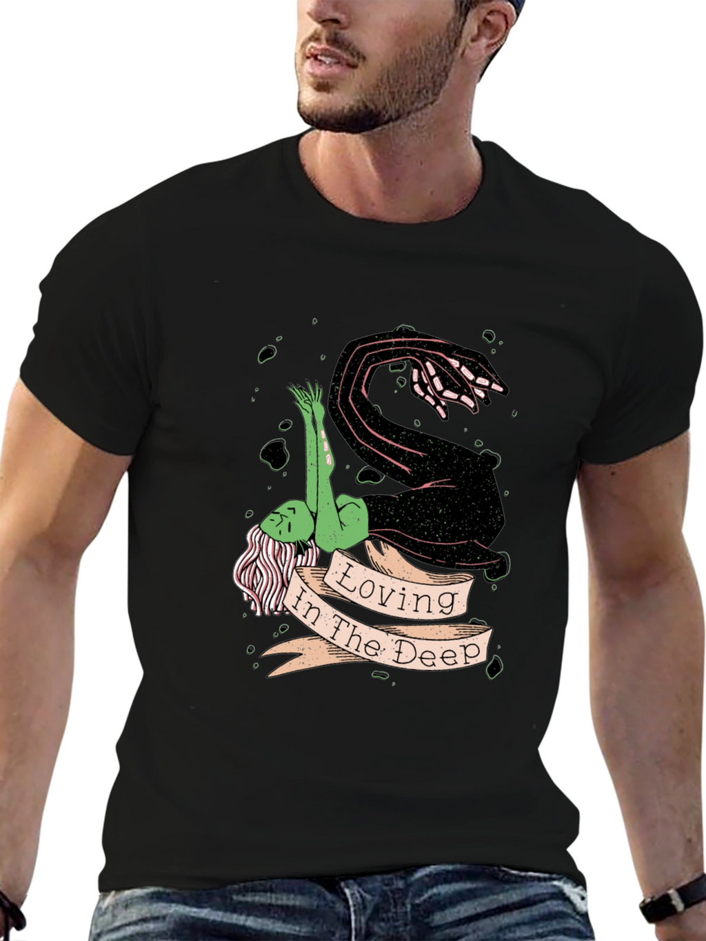 Loving in the Deep Black Graphic T-Shirt