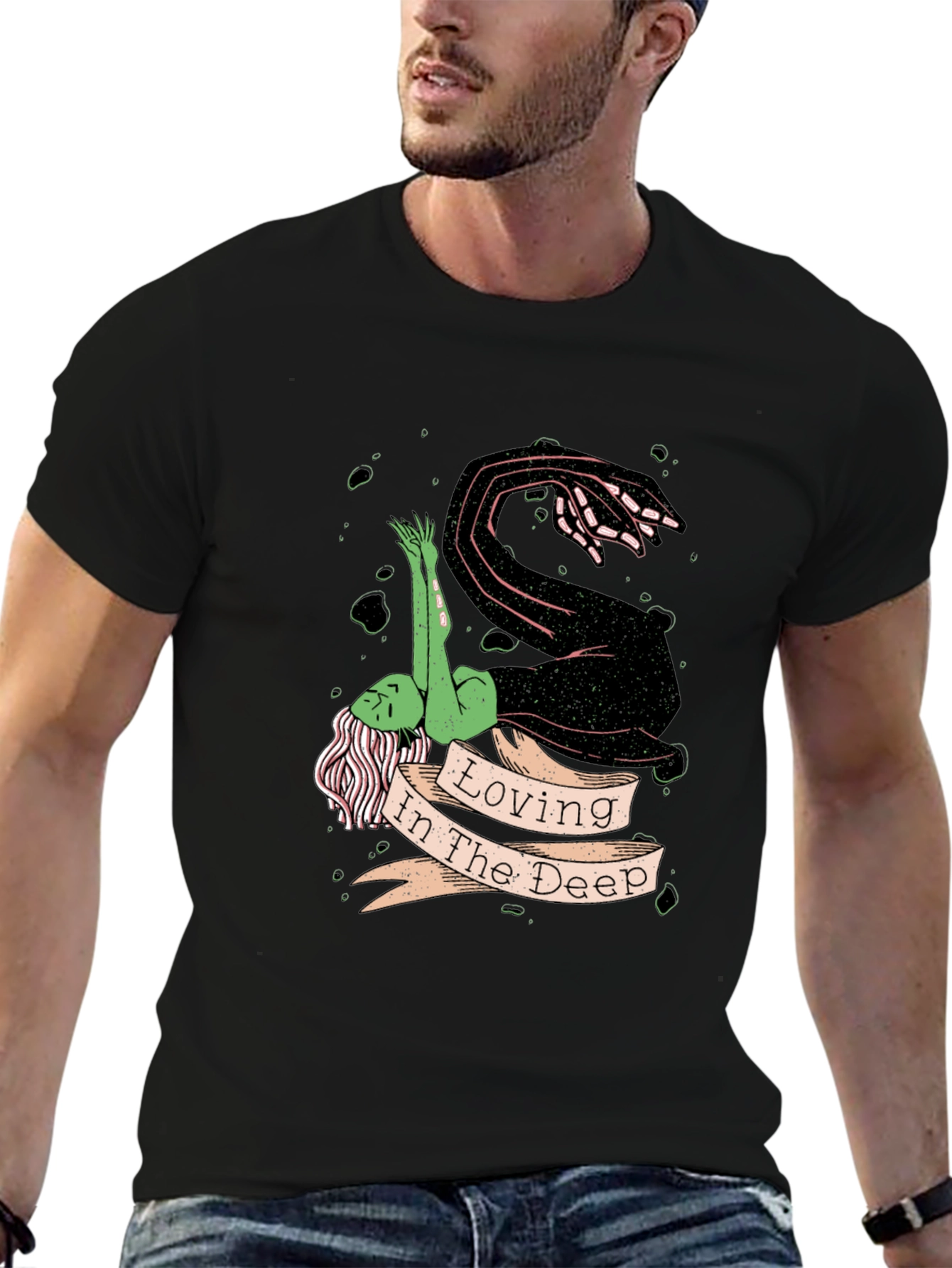 Loving in the Deep Black Graphic T-Shirt