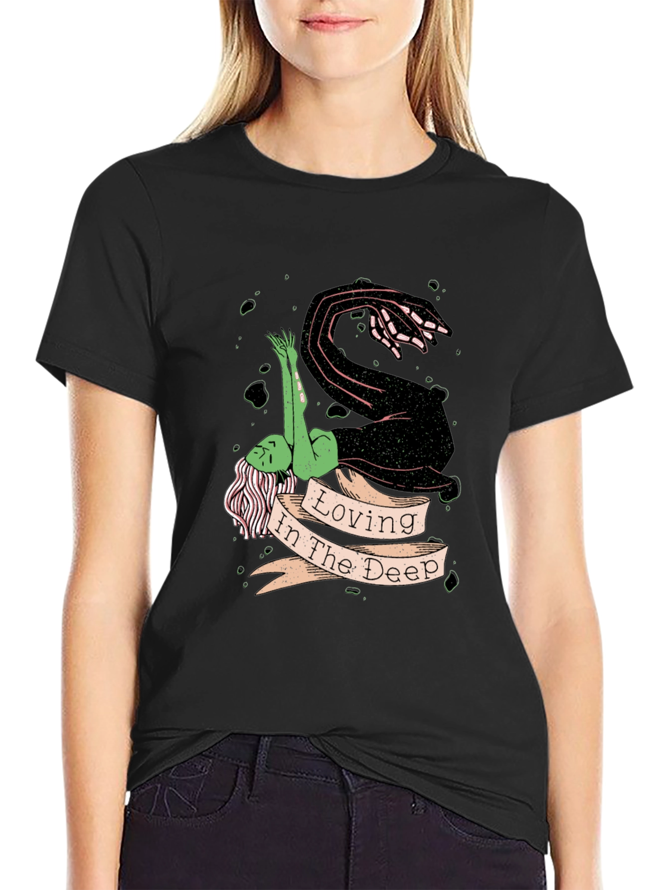 Loving in the Deep Black Graphic T-Shirt
