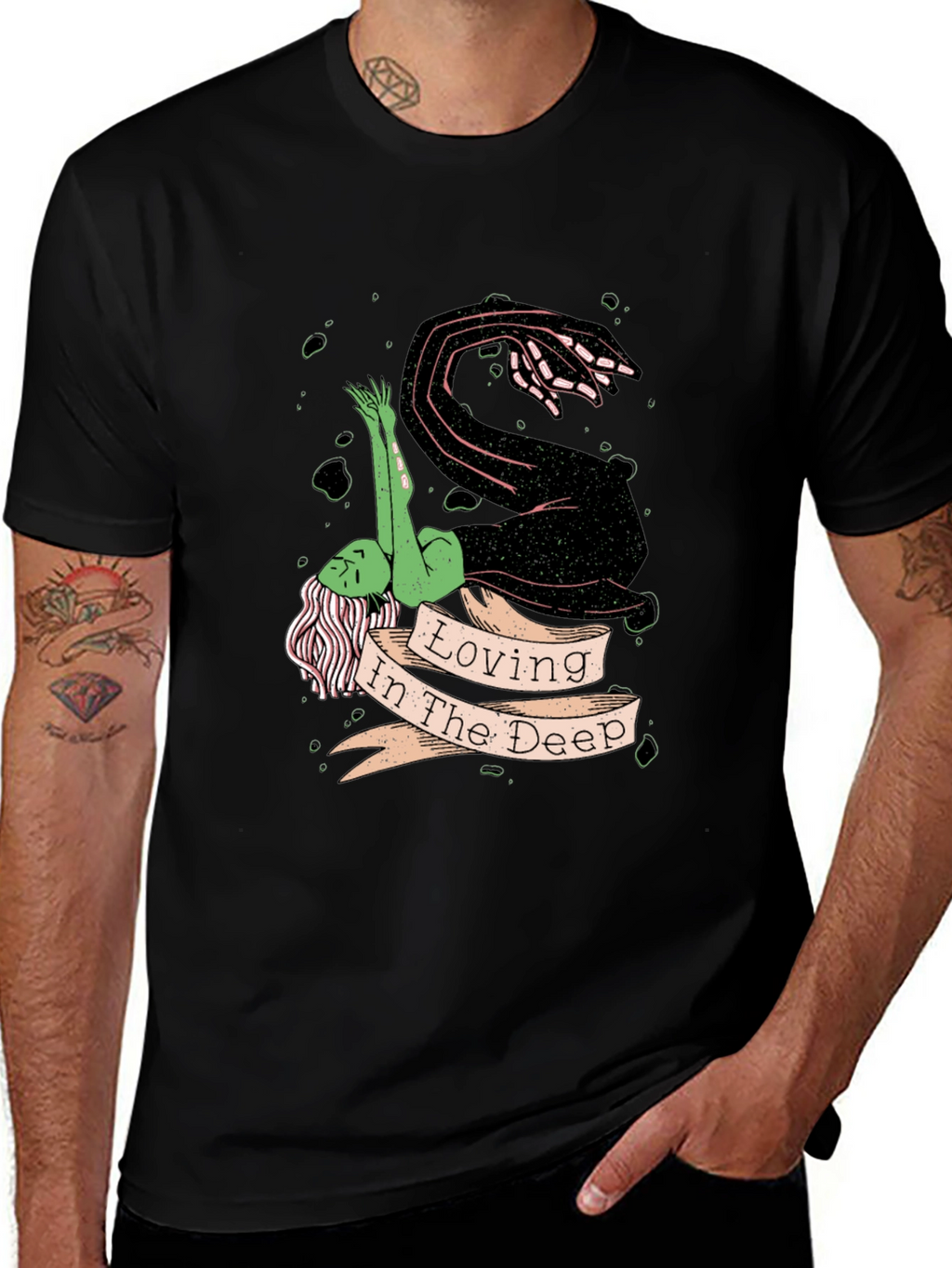 Loving in the Deep Black Graphic T-Shirt