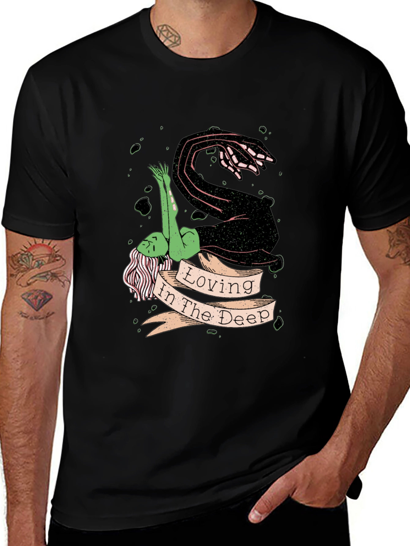 Loving in the Deep Black Graphic T-Shirt