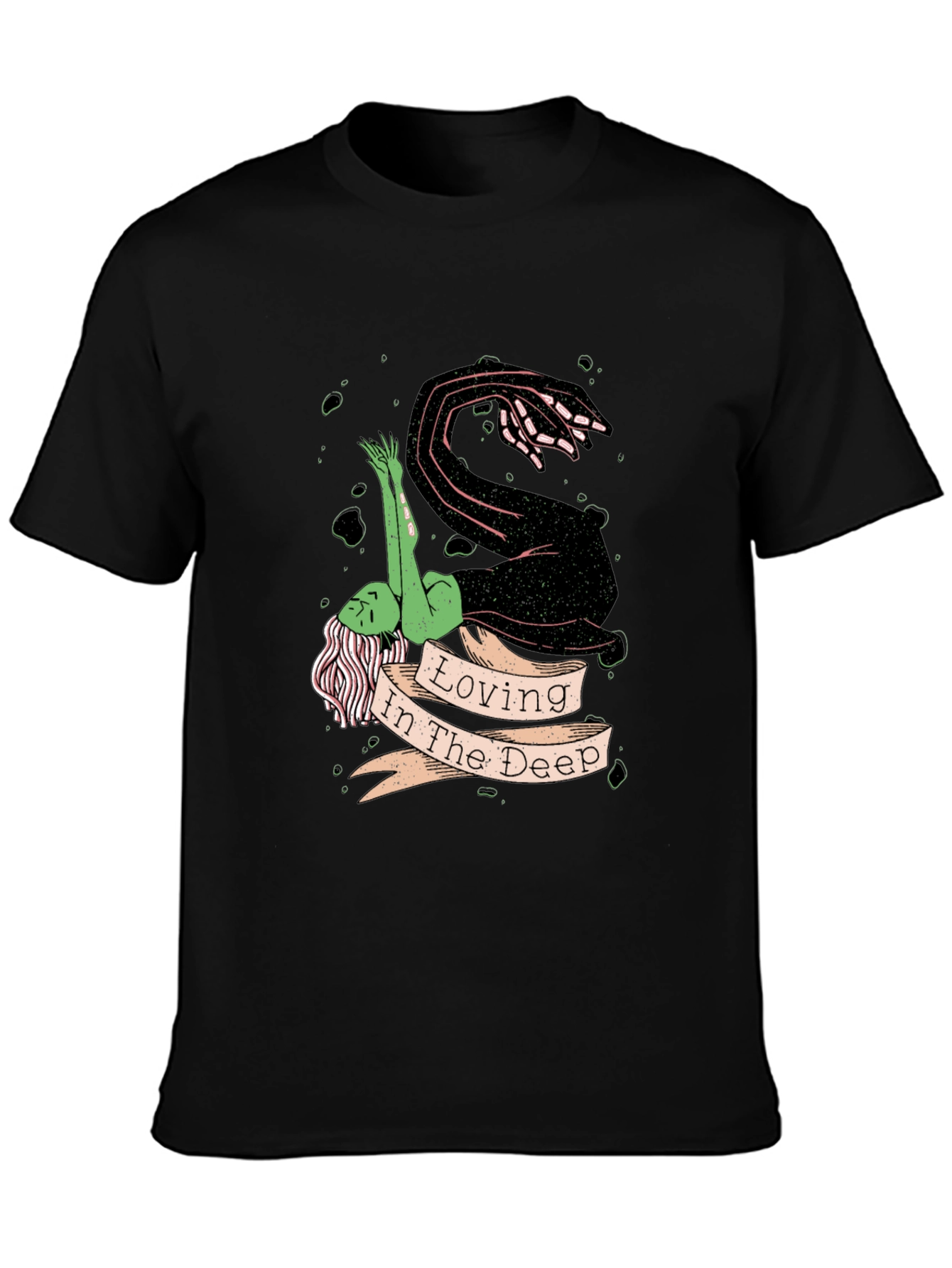Loving in the Deep Black Graphic T-Shirt