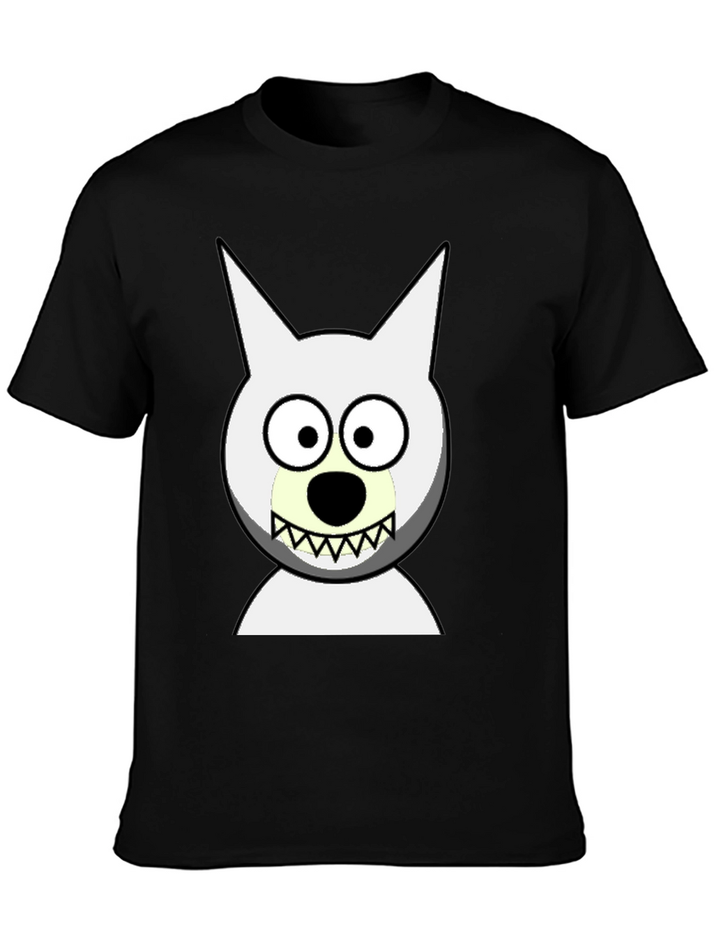 Funny Cartoon Wolf Graphic Black T-Shirt