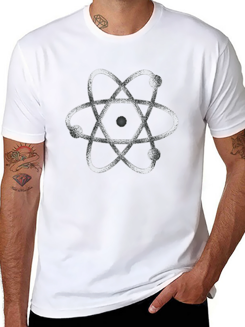 Atom Graphic Print Black T-Shirt