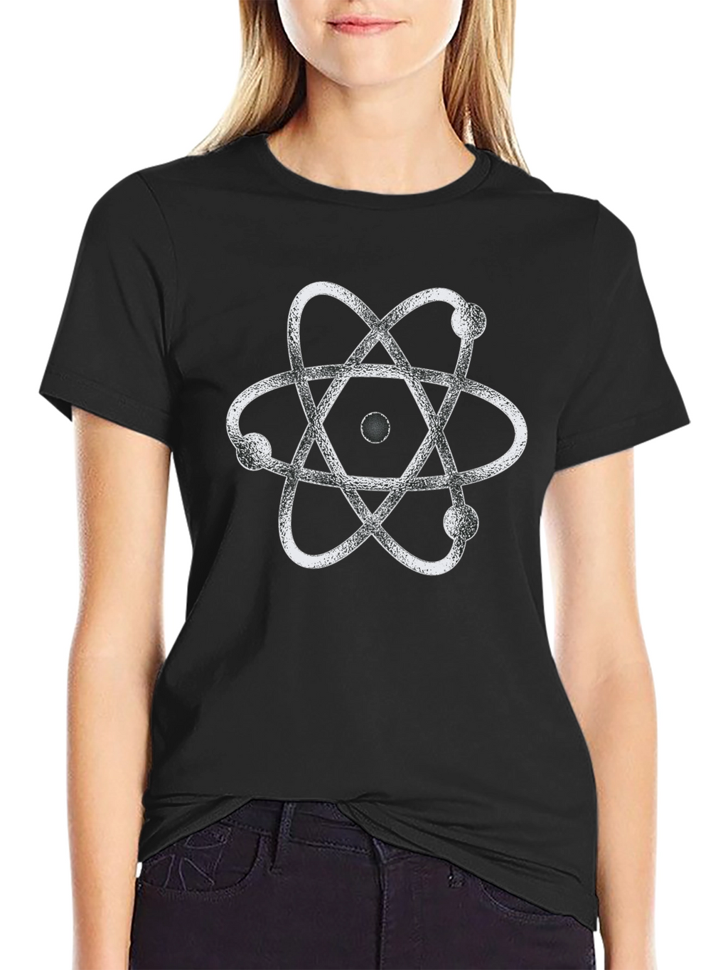 Atom Graphic Print Black T-Shirt