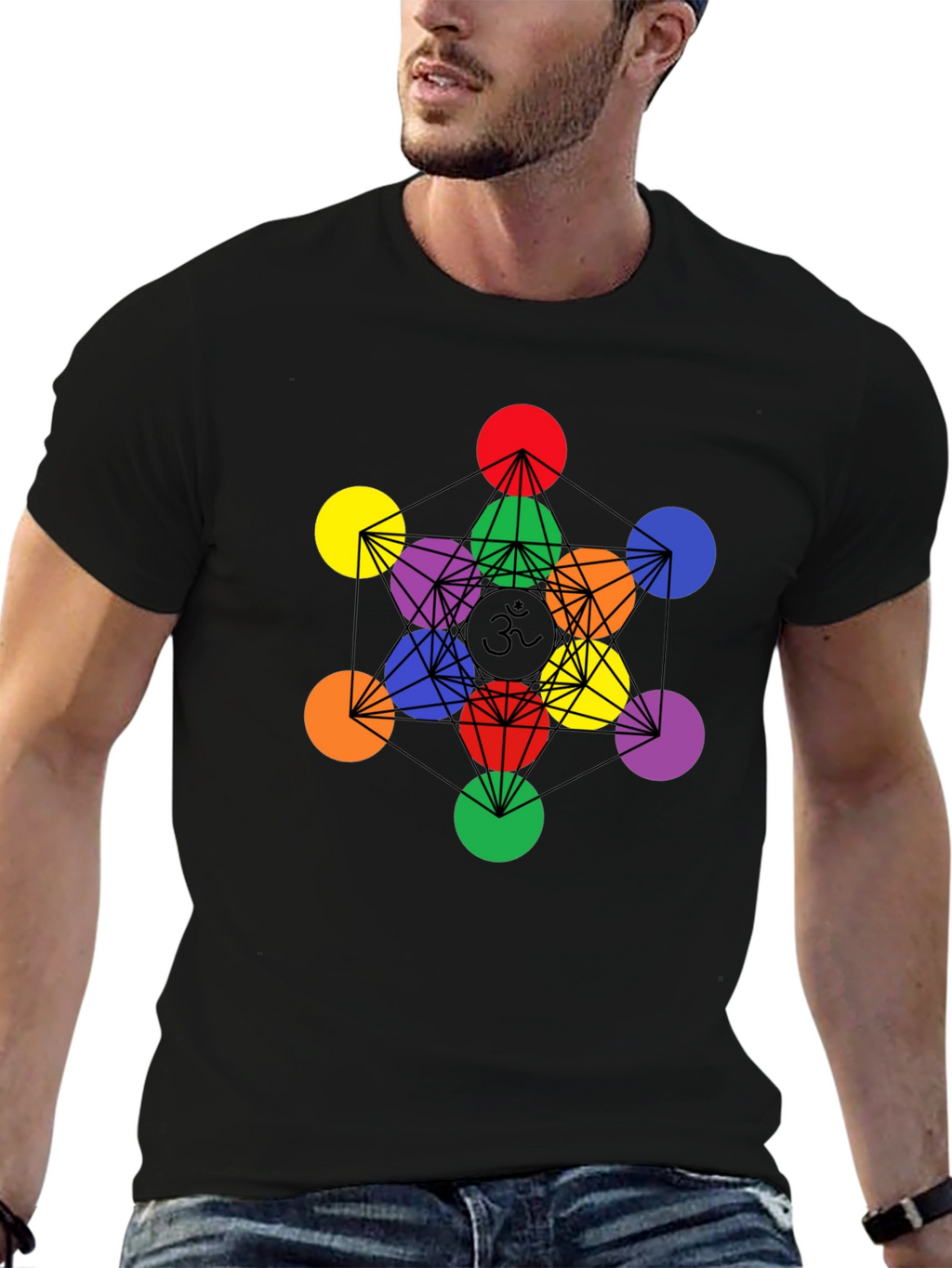 Metatrons Cube Chakra T-Shirt - Geometric Sacred Geometry Tee
