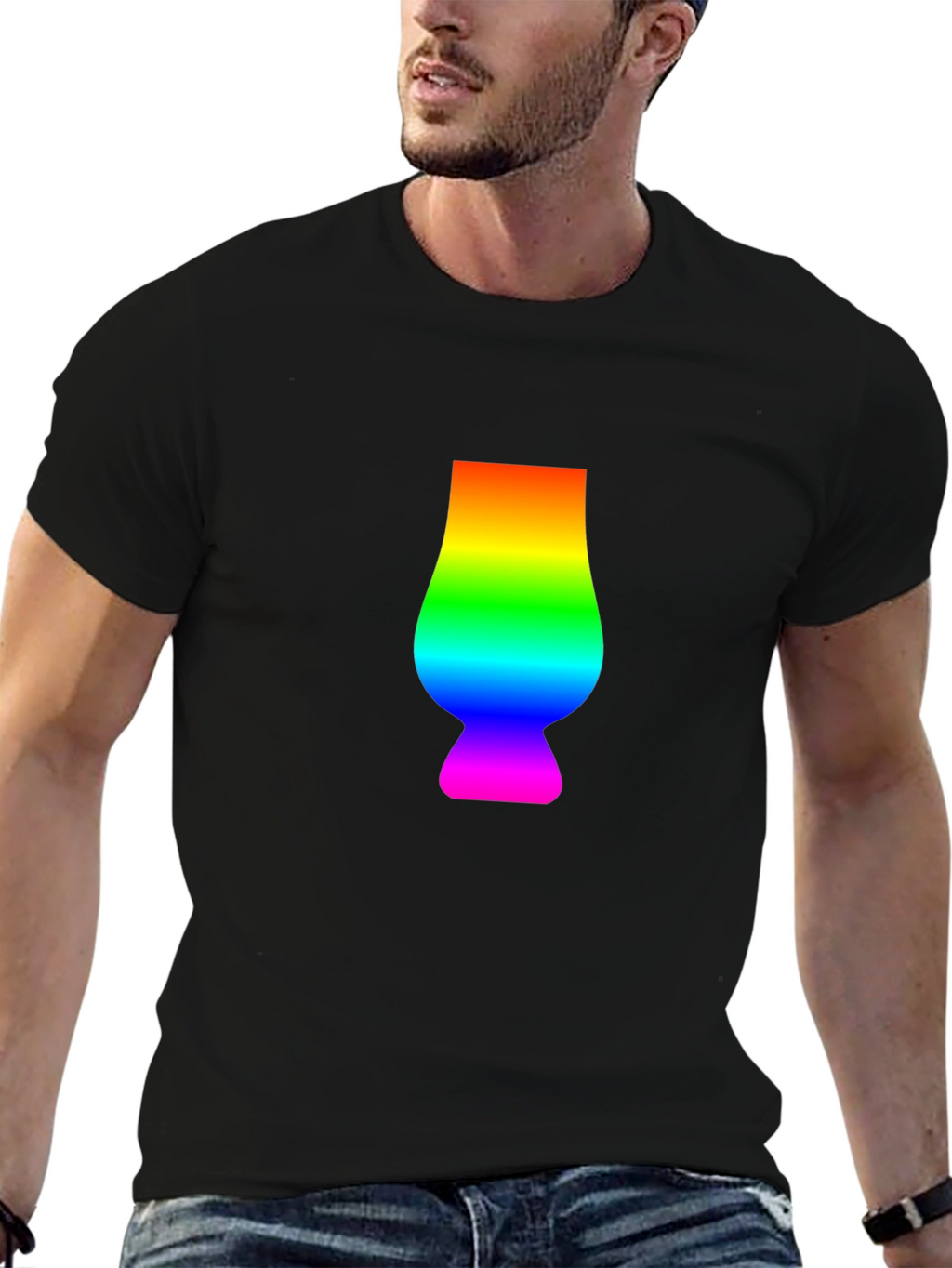 Rainbow Glencairn Glass Black T-Shirt