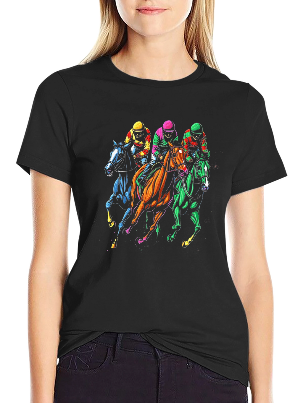 Horse Race Graphic Tee - Black