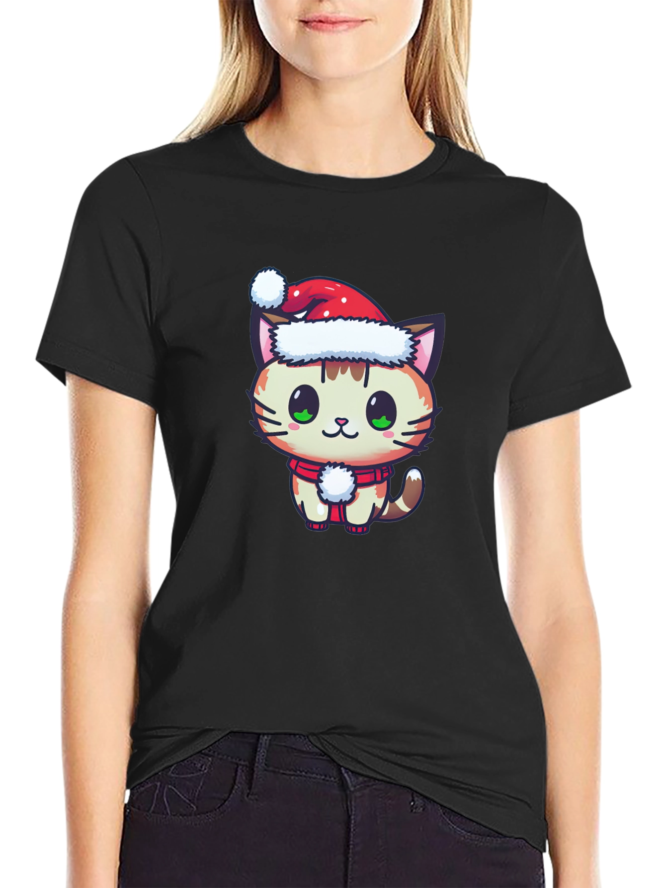 Festive Cat T-Shirt - Holiday Cheer