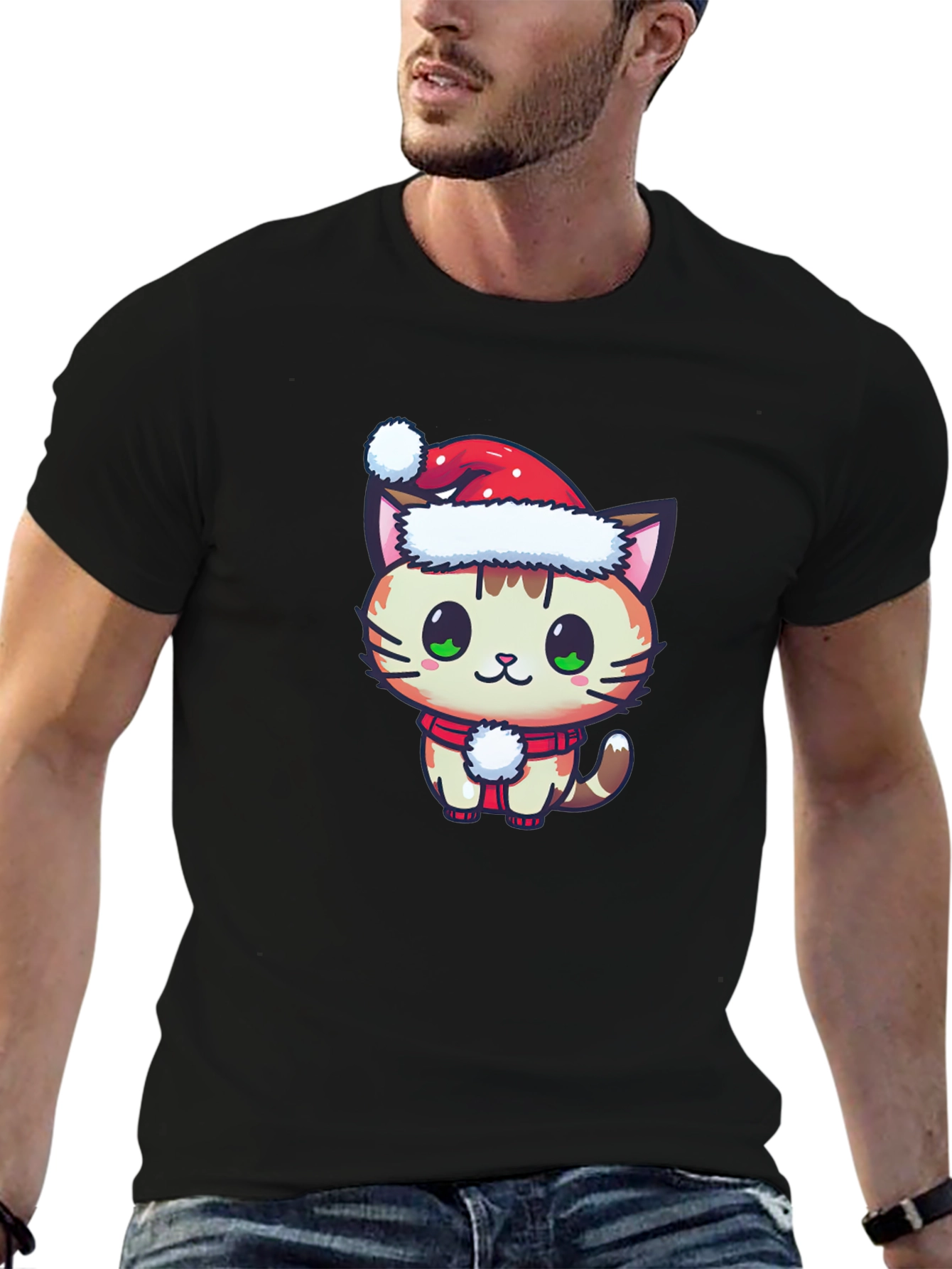 Festive Cat T-Shirt - Holiday Cheer